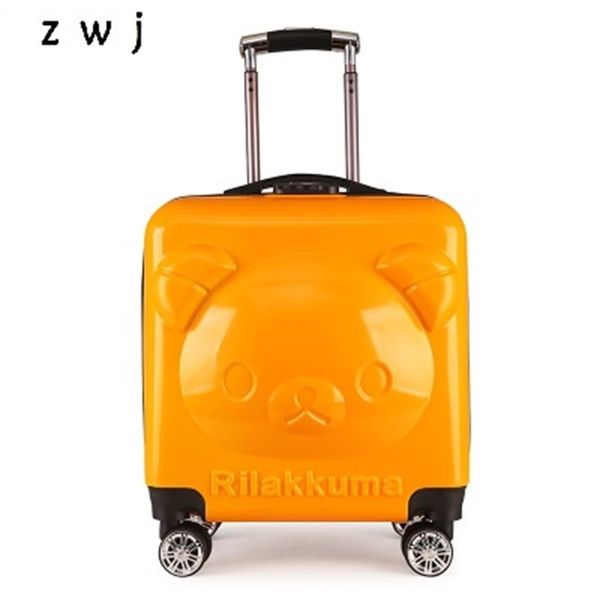 

cartoon bear 3d rolling luggage for boys and girls children's travel suitcase kids luggage lj201104