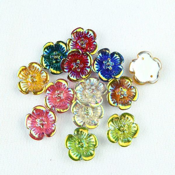 

boliao 40pcs 16mm rose flower ab color shiny resin flat back sew on bag/clothes handmade art work pendant decoration 2 h jllymh, Bronze;silver