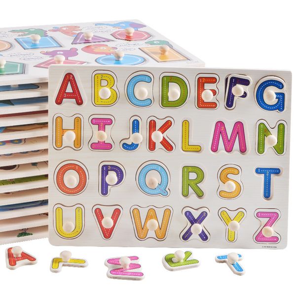 

wooden toy creative hand grab board children jigsaw puzzle 3d puzzle montages early education alphabet animals