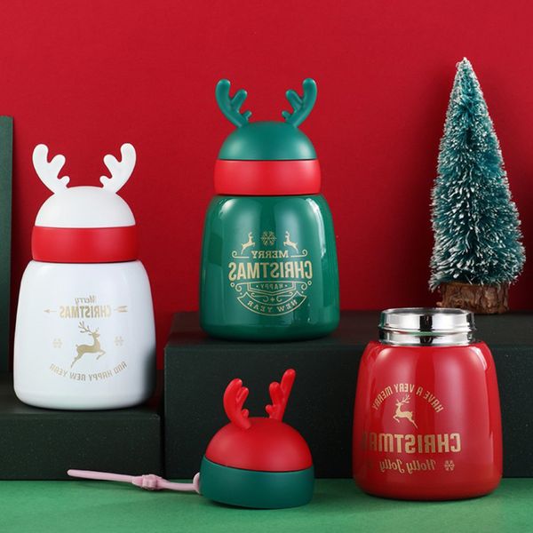 

10oz christmas santa claus elk double wall insualted thermos kids water bottle 10oz cartoon vacuum flasks water bottle wholesale