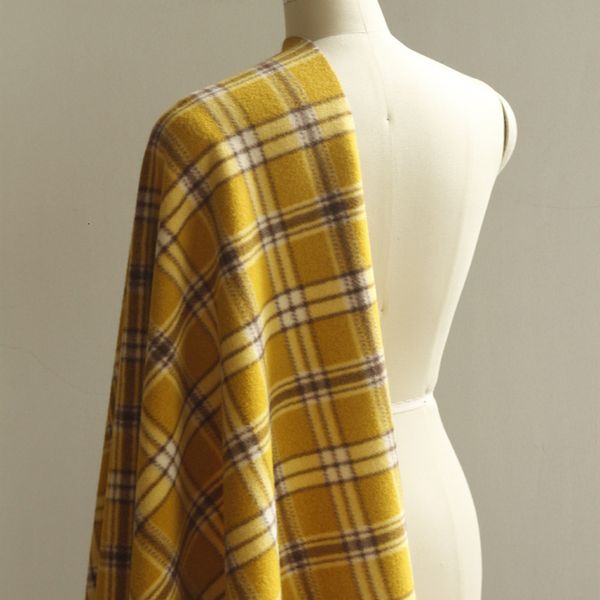 

coats fabric check coating brushed for polyester wool jackets cloaks scarves gloves material by the half yard