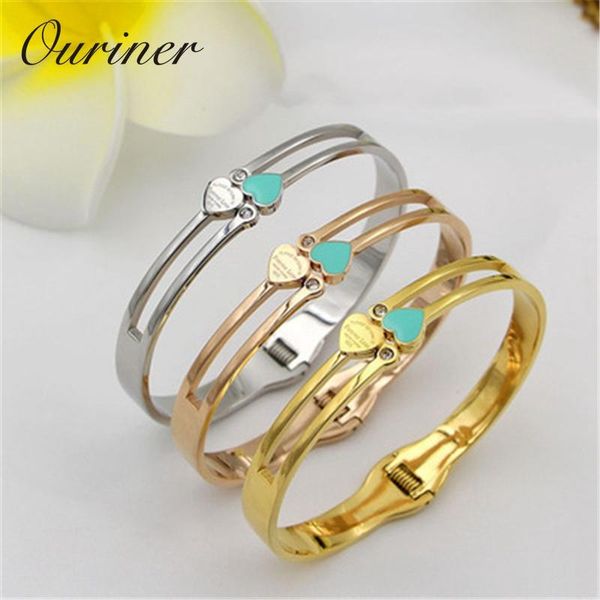 

letter "forever love" double heart charms bangle jewelry resin green bangles & bracelets women couple crystal cuff bangle sqcqxb, Black