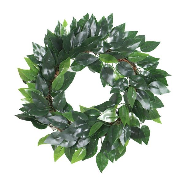 

1pc wreath banyan leaves lifelike beautiful artificial hanging decoration for home