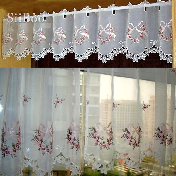 

curtain & drapes pastoral floral bow embroidery half-curtain bay window tulle for coffee kitchen room cortina sp4903 ship