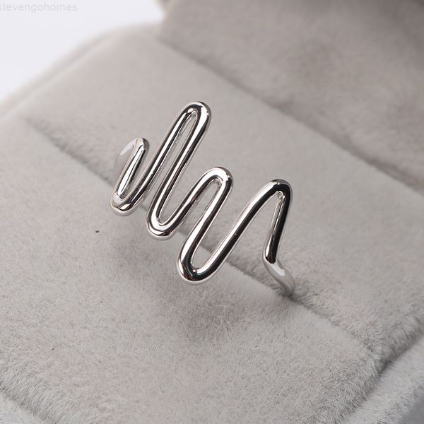 

material electrocardiogram shape ecg copper wave stretch cuff ring silver plated women men jewelry wholesale