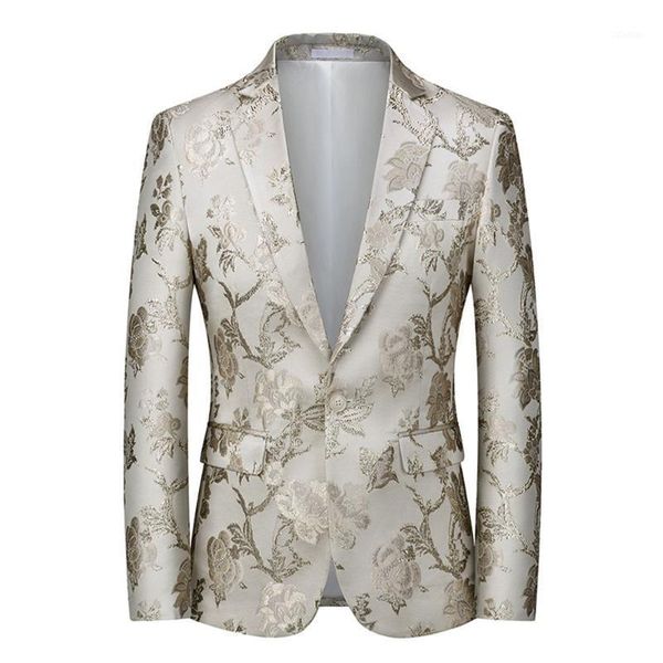 

men's suits & blazers men's embroidery blazer floral printed casual single button jacket party prom coat men wedding suit masculin, White;black