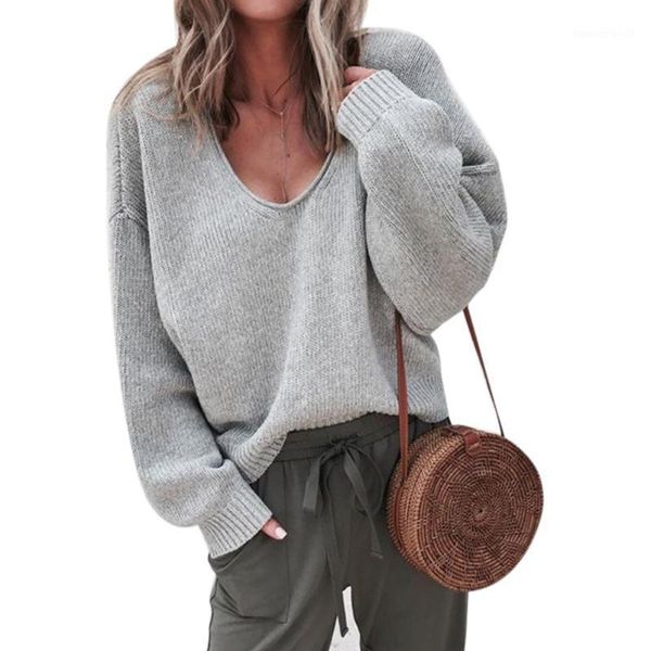 

women's sweaters loose kintting daily outwear casual v neck long sleeve autumn winter soft solid street fashion shopping women sweater1, White;black