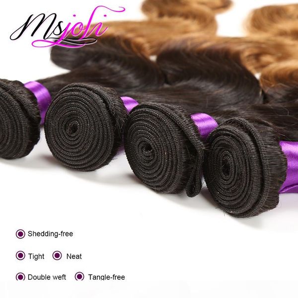 

9a ombre color body wave human peruvian virgin hair unprocessed hair extension weft three pcs three tones t1b-4-30, Black
