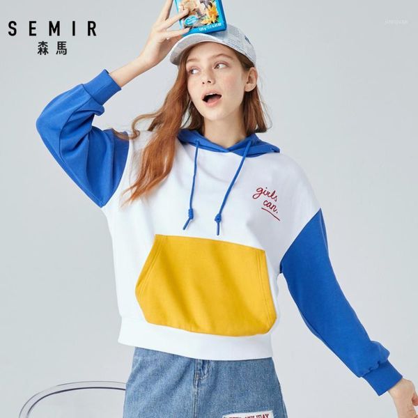 

semir autumn winter fleece letter harajuku print pullover thick loose women hoodies sweatshirt female casual coat1, Black