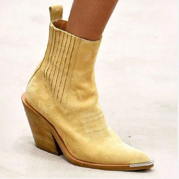 

women ankle boots autumn winter pointed toe punk boots chunky high heels platform ladies shoes botas mujer plus size1, Black