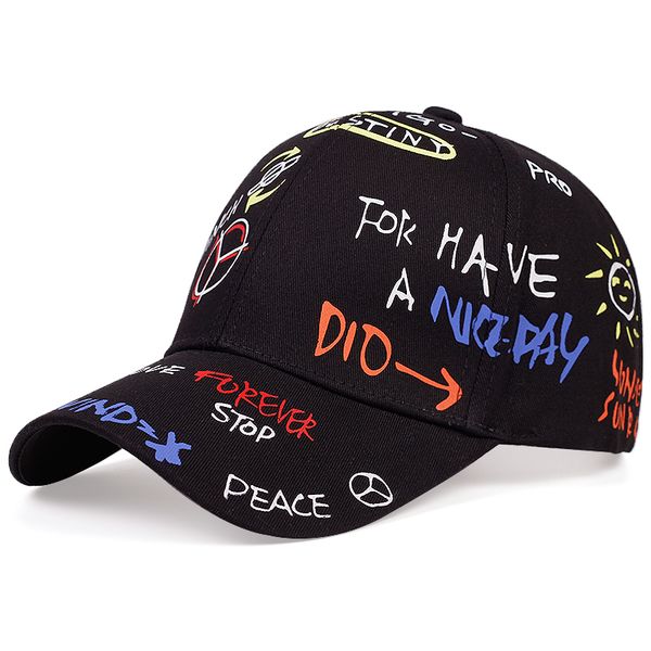 

new graffiti printed baseball 2020 cap fashion outdoor cotton breathable dad hat adjustable hip hop sports casual caps, Blue;gray