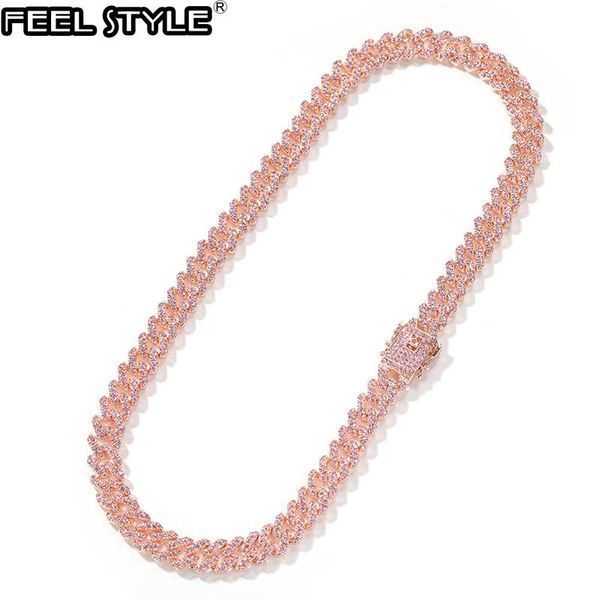 

chains hip hop 12mm full iced out paved pink rhinestones miami prong cuban chain cz bling rapper necklaces bracelets for men jewelry, Silver