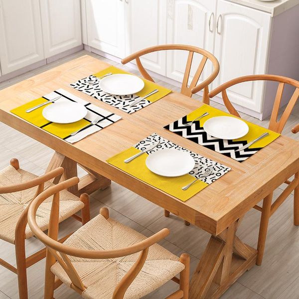 

4232cm creative geometric printed kitchen non slip placemat dining table mat bowl pads cup bowl coaster decoration sqcbas