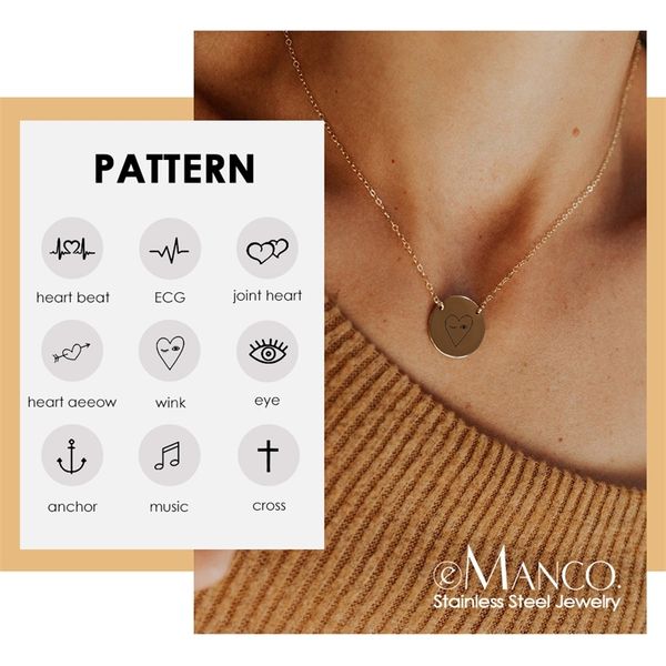 

emanco trendy custom engrave pendant necklace for women fashion personalized key necklace women 316l stainless steel necklace y200323, Silver