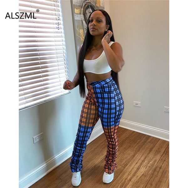 

women's pants & capris high hip grid print skinny tight club party lady fashion sheath trouser street chic, Black;white