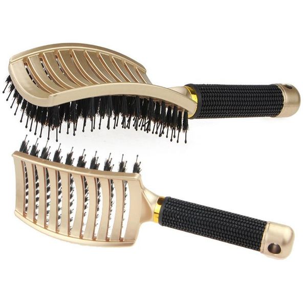 

hair brush scalp massage comb hairbrush bristle&nylon women wet curly detangle hair brush for salon hairdressing styli wmtbjy, Silver