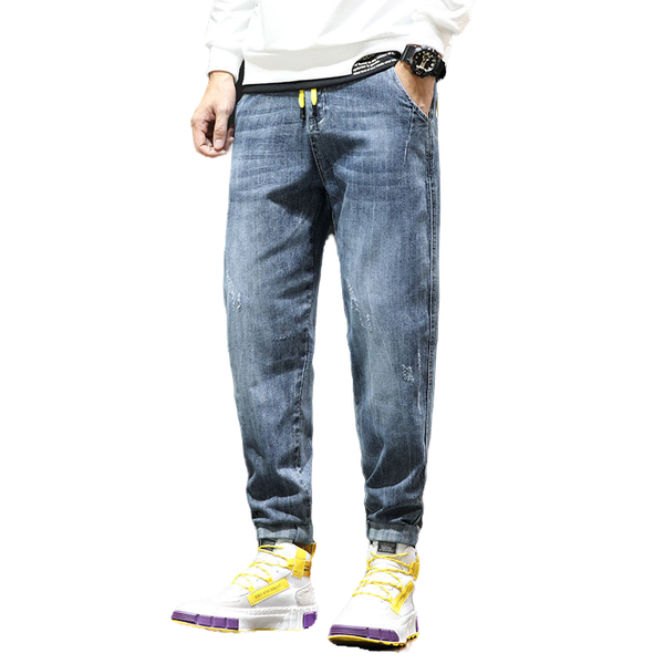 

fashion autumn and winter jeans men japanese large men's loose trend harlan pants size 28-42, Blue