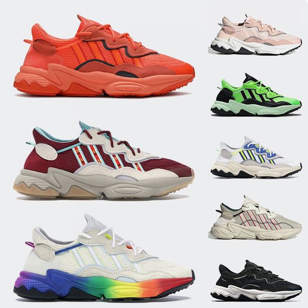 

new xeno ozweego mens casual running shoes cloud white pink pride triple black solar yellow outdoor womens trainers sneakers 36-45, White;red