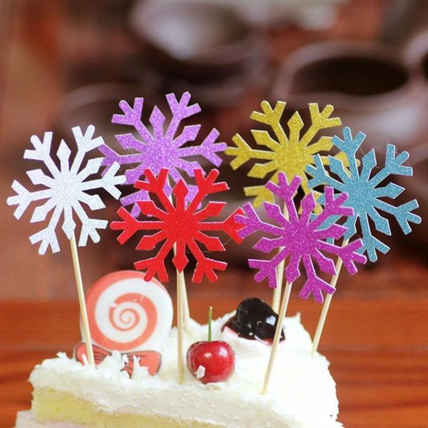 

20pcs colorful snowflake cake er for christmas new year party decorated cupcake insert cake decoring birthday supplies a35 wmtjlq