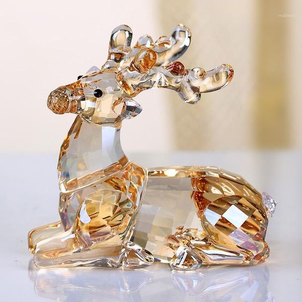 

crystal cartoon cute sika deer figurines car ornament aniaml paperweight wedding gift multicolor interior lady favor gift1