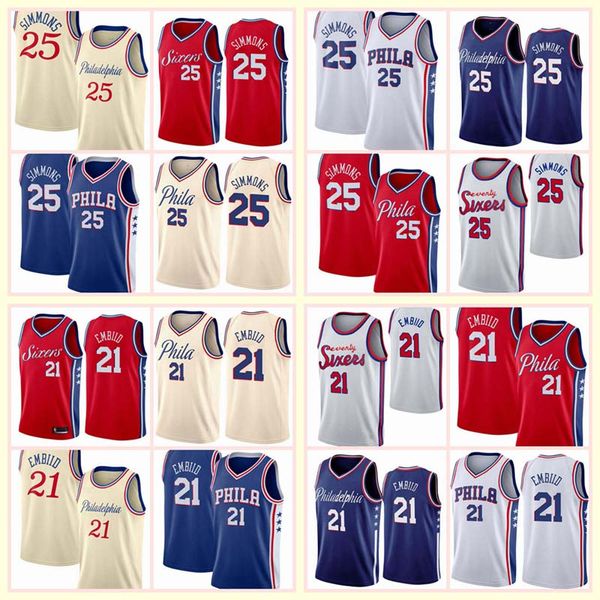 

men philadelphia 76ers joel embiid ben simmons jerseys ;the swing man sewed and embroidered basketball jerseys, Black;red