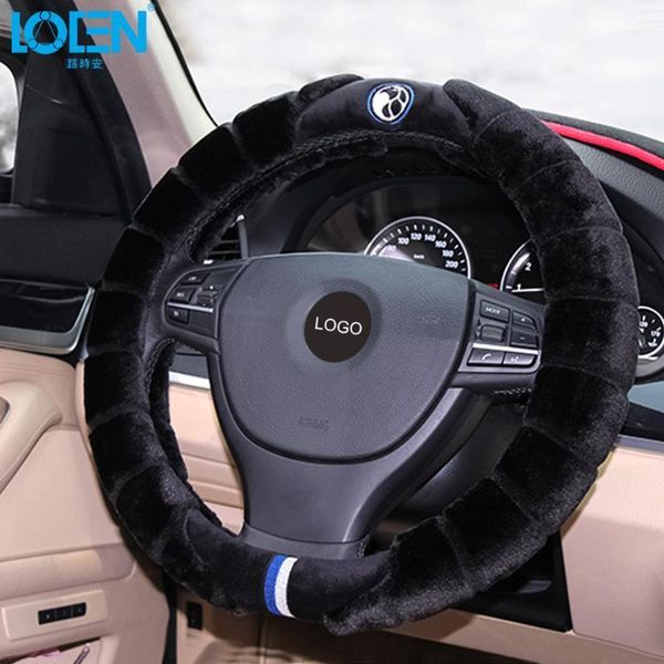 

soft short car steering wheel cover winter plush warm 38cm black gray car-styling for universal cars steering 38cm diameter1