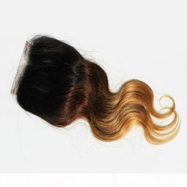 

mink brazilianhuman hair closures body wave ombre t1b 4 27 blonde brazilian hair closure, Black;brown