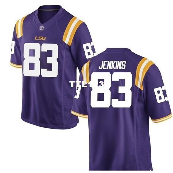 

2019 new 3740 lsu tigers jaray jenkins #83 real full embroidery college jersey size s-4xl or custom any name or number jersey, Black