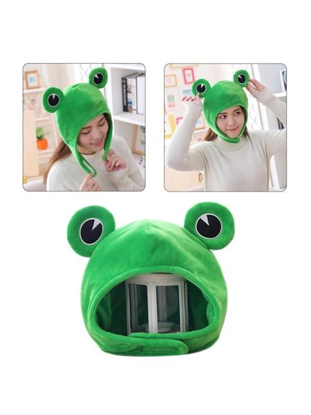 

beanie/skull caps funny big frog eyes cartoon plush hat toy green headgear cap cosplay costume f3md, Blue;gray