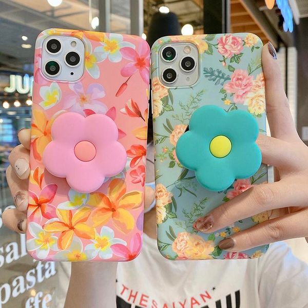 

vintage cute flower leaves stand holder case for iphone 11 12 11pro max xr xs max x 7 8 plus 11pro se 2020 folding bracket cover