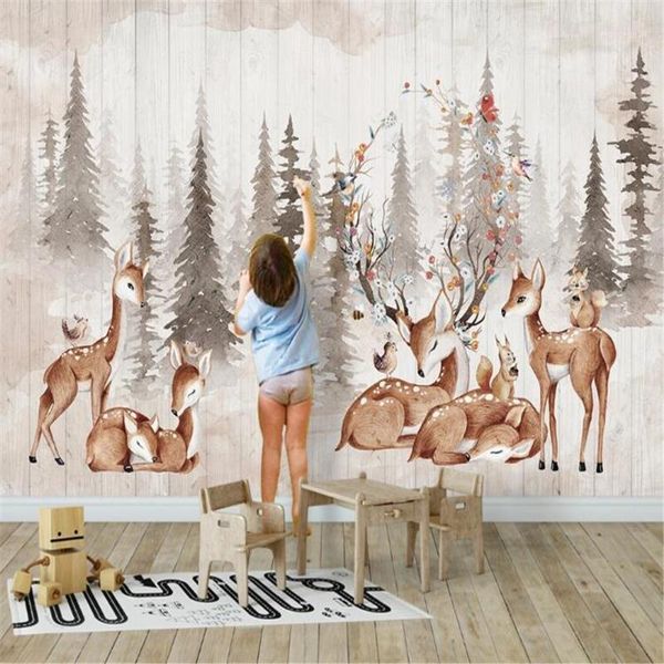

milofi custom large 3d wallpaper mural forest retro elk background wallpaper mural1