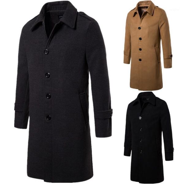 

new men long coat cloth single breasted trench coat material1, Tan;black