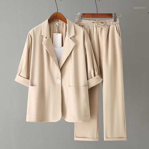 

women's suits & blazers suit female summer 2021 korean fashion temperament casual net red thin blazer two-piece1, White;black