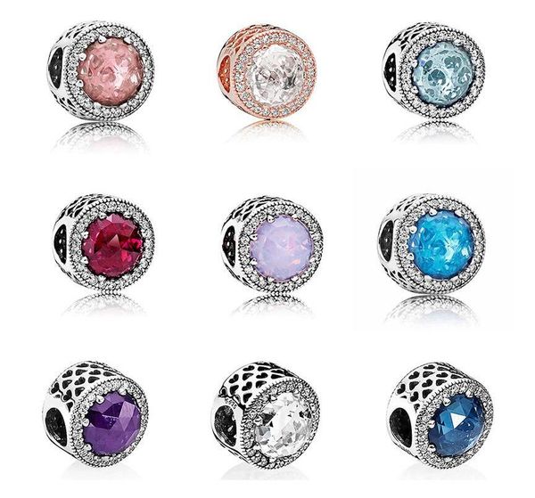

925 sterling silver crystal clear cz charms european beads fit pandora snake chain bracelet charms jewelry diy making