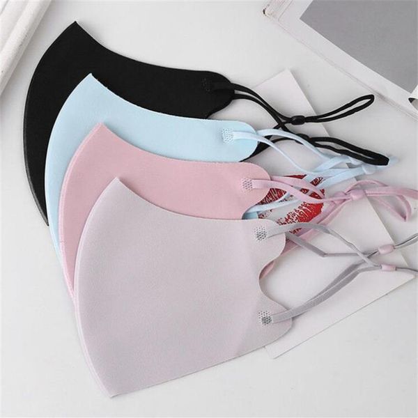 

5 colors adults summer ice silk face mask solid color thin sunproof women dustproof cycling mouth-muffle breathable washable adjustable in s