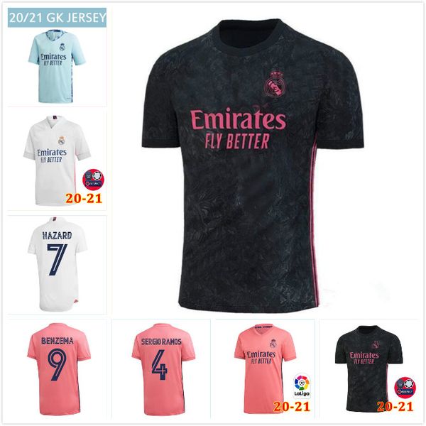 

kids kit 2020 2021 real madrid soccer jerseys men hazard 7 camiseta de fútbol modric marcelo 20 21 kroos isco bale football shirts, Black;yellow