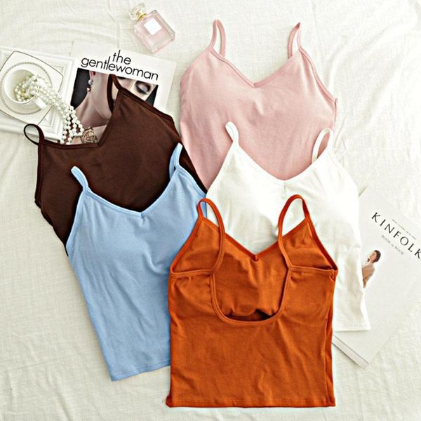 

2020 women casual tank vest summer bodycon slim tank crop padded camis female1, Black;white