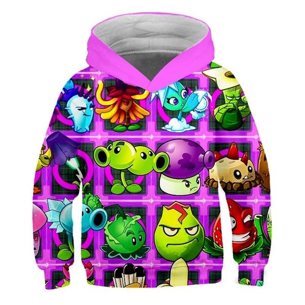 

plants vs. zombies hoodies 3d print the pvz sweatshirt kids adults cartoon pullover boys girl teenagers streetwear hip hop 201127, Black