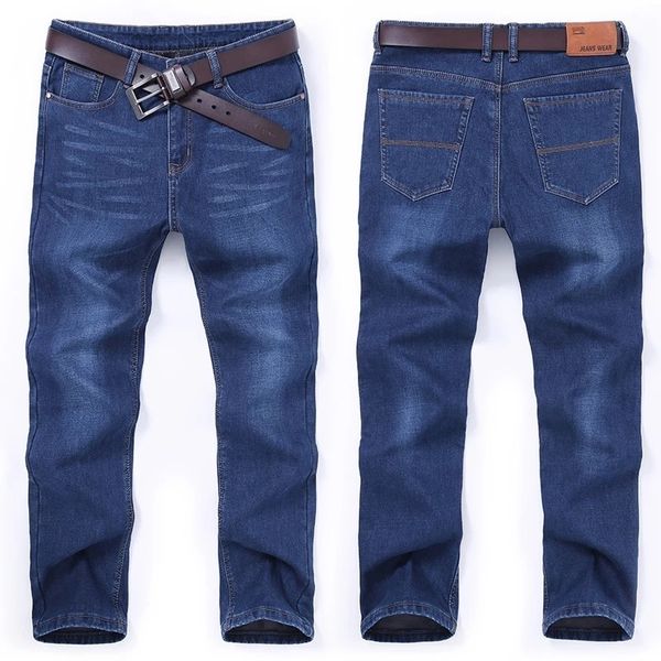 

2021 men winter warm thick fleece black elasticity loose fit pants men's wide leg trend trousers male jeans q0105, Black;white