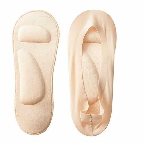 

socks & hosiery 3d padded anti-slip silicone invisible no show sponge cushion liner sock slippers 1 pairs, Black;white