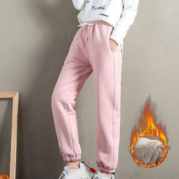 

winter women harem pants gym sweatpants solid thick warm female casual pants women sport running workout fleece trousers1, Black;white
