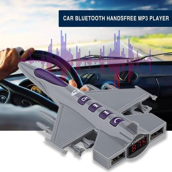 

car mp3 music player audio fm transmitter fighter shape car usb mobile phone charger support hand-calls1