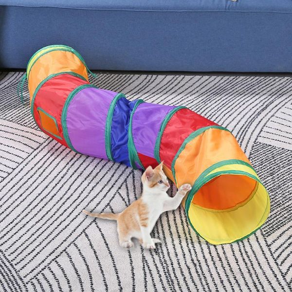 

cat toys s-shape rainbow tunnel tube toy for kitten foldable interactive pet supplies