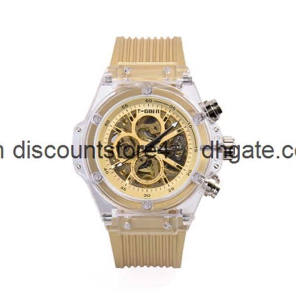 

popular goer watch leisure automatic mechanical watch men's fashion watch, Slivery;brown