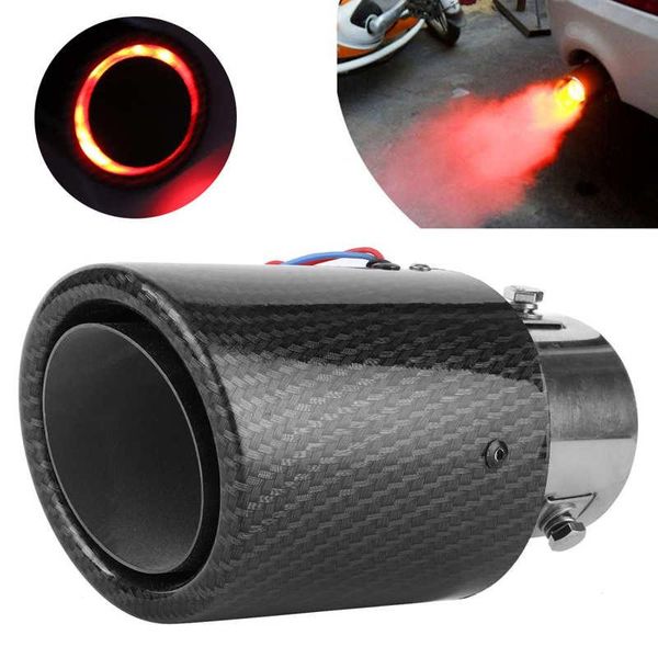 

manifold & parts carbon fiber exhaust muffler tip tail pipe with luminous led light 1.4-2.5in universal accessories