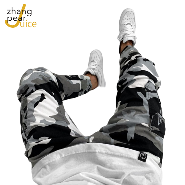 

men camo pocket jeans men fashion washed casual pants pants trouser streetwear pantalons masculine, Blue