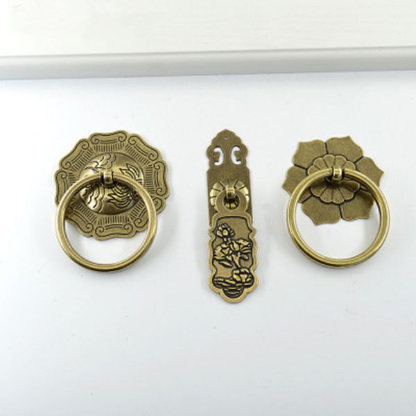 Китайский ретро -стиль капля кольцо кухонное шкаф гардероб мебель для дверной ручки антикварный бронзовый ящик для шкаф