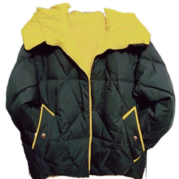 

winter light mature 90 white duck down jacket women short double-sided wear small all-match fashionable bread jacket women q1214, Black