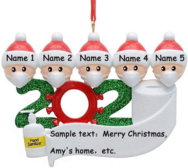 

gift dhl shipping quarantine christmas decoration product party personalized family of 4 ornament pandemic with face masks hand sanitized