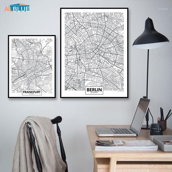 

europe germany city map munich frankfurt berlin poster canvas art print painting wall picture for living room modern home decor1